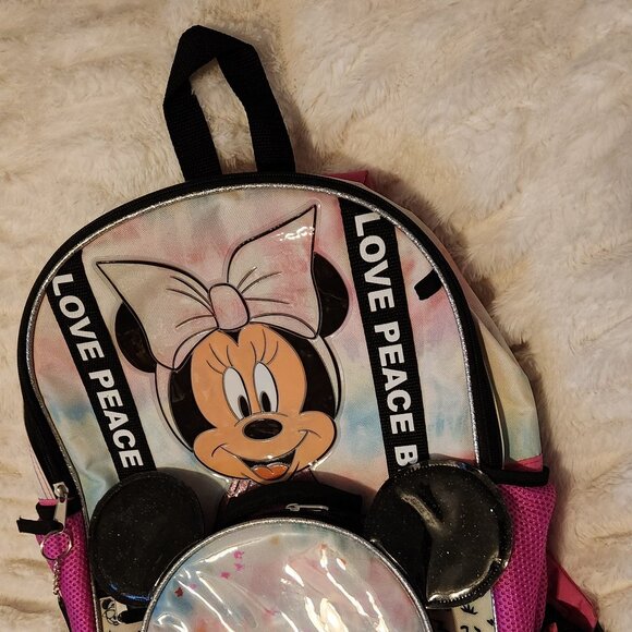 Disney Minnie Mouse Love Peace BFF Backpack With Lunchbox - Picture 3 of 16